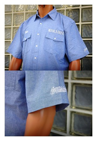BL02-5401：BALANCE JAIL SHIRTS S/S (ロゴ刺繍 半袖ダンガリーシャツ)