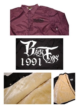 BF206-25A：BLACK FLYS THRAWN LOGO COACH JACKET (ボア付きコーチジャケット)