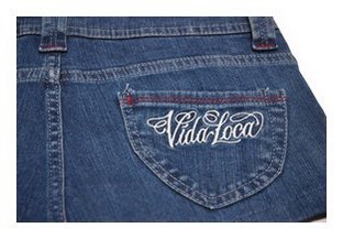 VL48-02FVIDA LOCA MIU-LOGO DENIM SHORTS