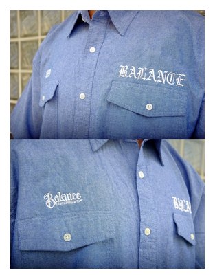 BL02-5401：BALANCE JAIL SHIRTS S/S (ロゴ刺繍 半袖ダンガリーシャツ)