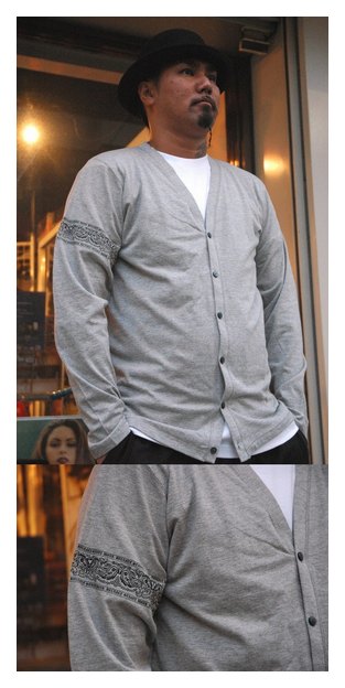 BL54-3901：BALANCE BANDANA LINE CARDIGAN (腕章プリントカーディガン)