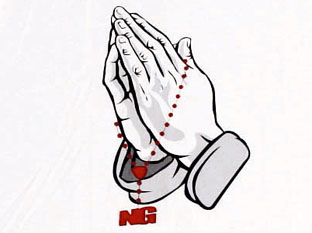 N-15：NOT GUILTY PRAYING HANDS MUSCLE TEE