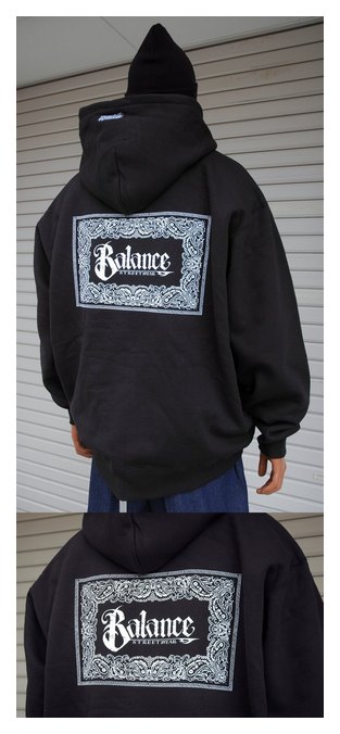 BL20-4903：BALANCE BANDANA SCRIPT HEAVY ZIPHOOD (厚手ジップフード)