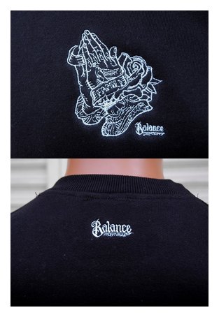 BL21-6100：BALANCE PRAYING HANDS刺繍 CREW SWEAT (ライトスウェット)